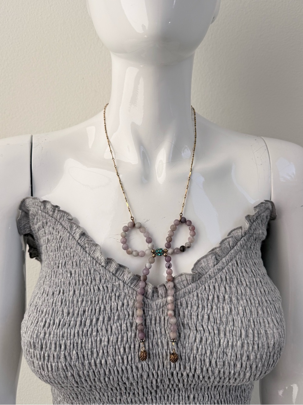 Lenora Dame Anthropologie Beaded Bow Necklace